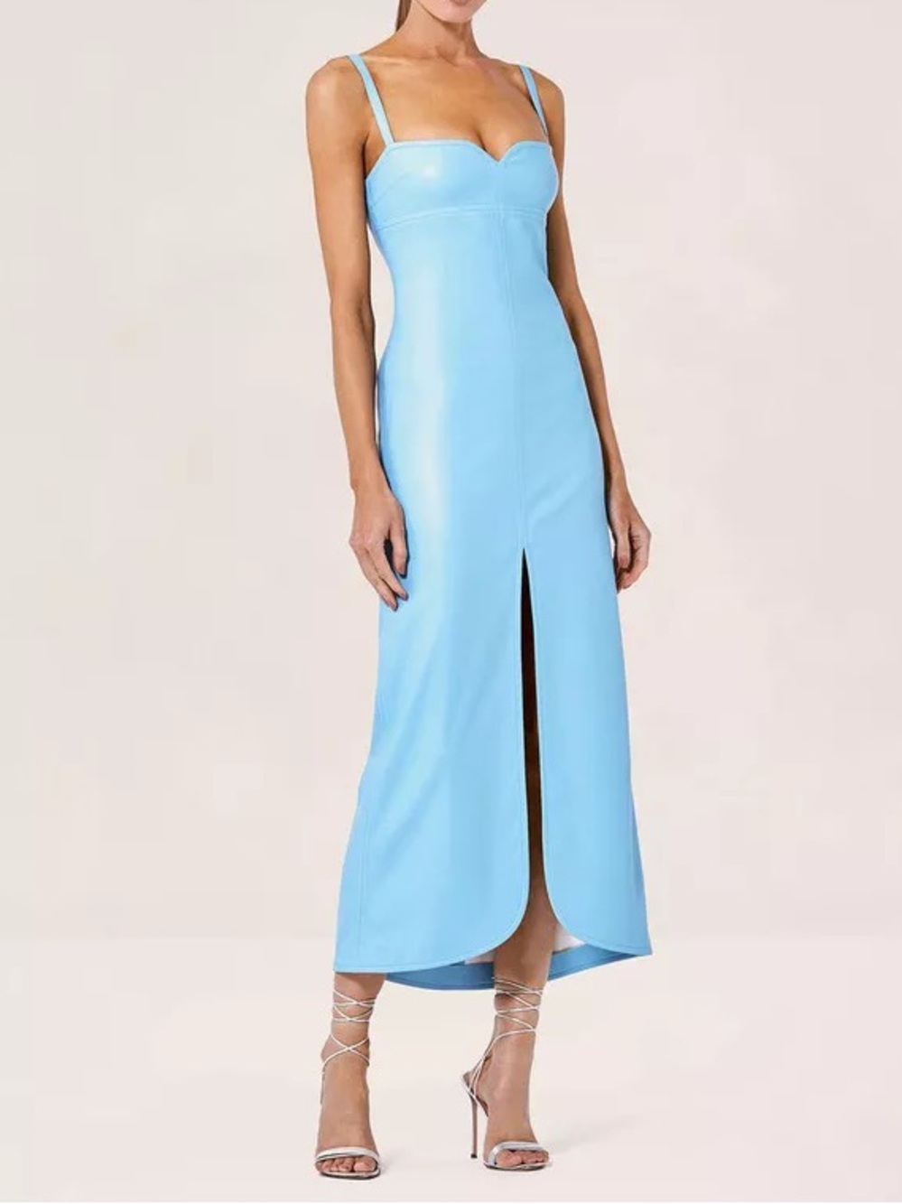 Alexis Camellia Vegan Leather Midi Dress